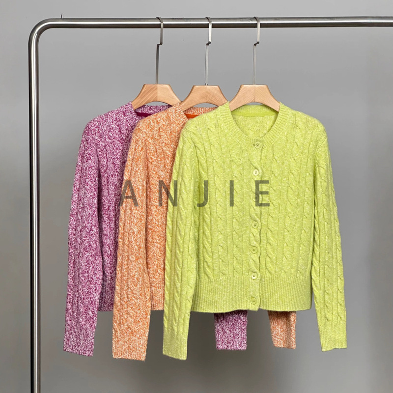 Hot Style! 100 Pure Cashmere Cardigan Floral Yarn Round Neck Twist Knitted Loose Slimming Look Sweater Jacket Cashmere Sweater