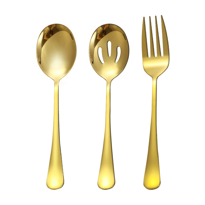 1010 Acero inoxidable espesado cuchara pública mango largo plato tenedor colador público comida compartir buffet compartir cuchara