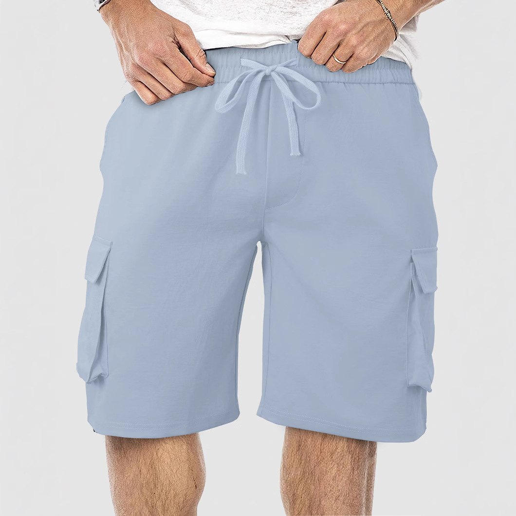 Pantalones cortos de verano europeos y americanos transfronterizos para hombres, fáciles de piel y transpirables, herramientas sueltas, pantalones cortos de playa casuales de cinco puntos con múltiples bolsillos