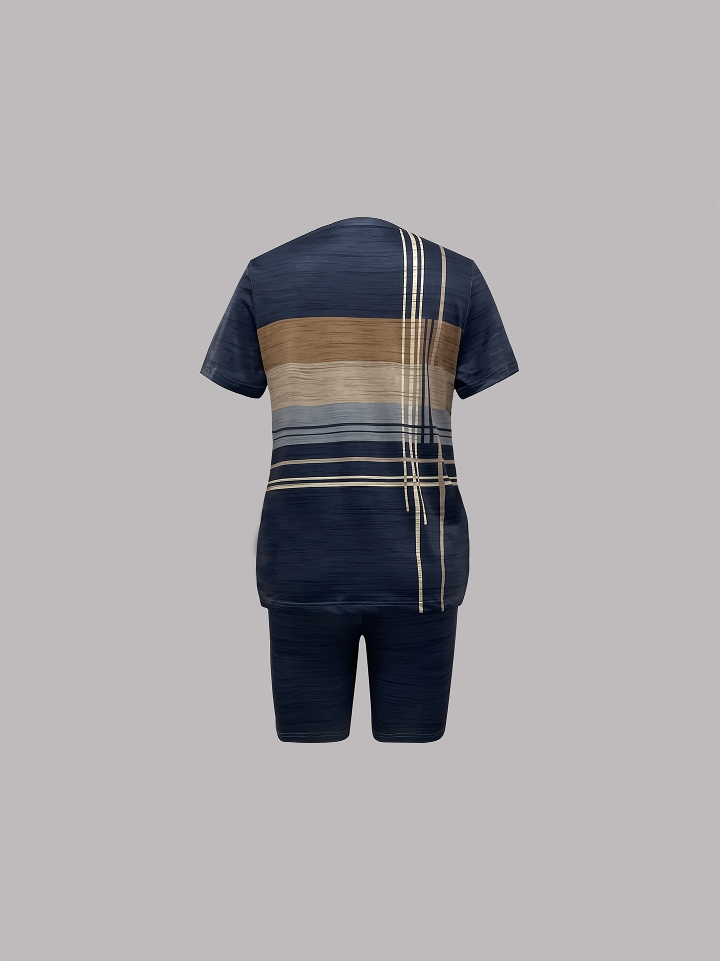 Women's Geometric Print Short Sleeve T-Shirt And Shorts Set - Comfortable Casual Summer Outfit ​​Versatile Two-Piece Coordination_ecoleips.com