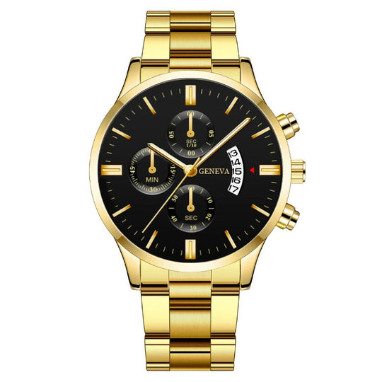 Cross-border Explosions Men's Steel Band Watch Luminous Pointer Calendar Stone Hand English Watch Men's Advanced Sense Business Watch