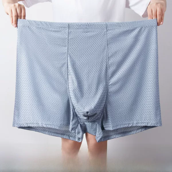 Mesh Ice Silk Underwear Men's Large Size Boxer Briefs Big Fat Man Nylon Large Breathable Summer 200kg
