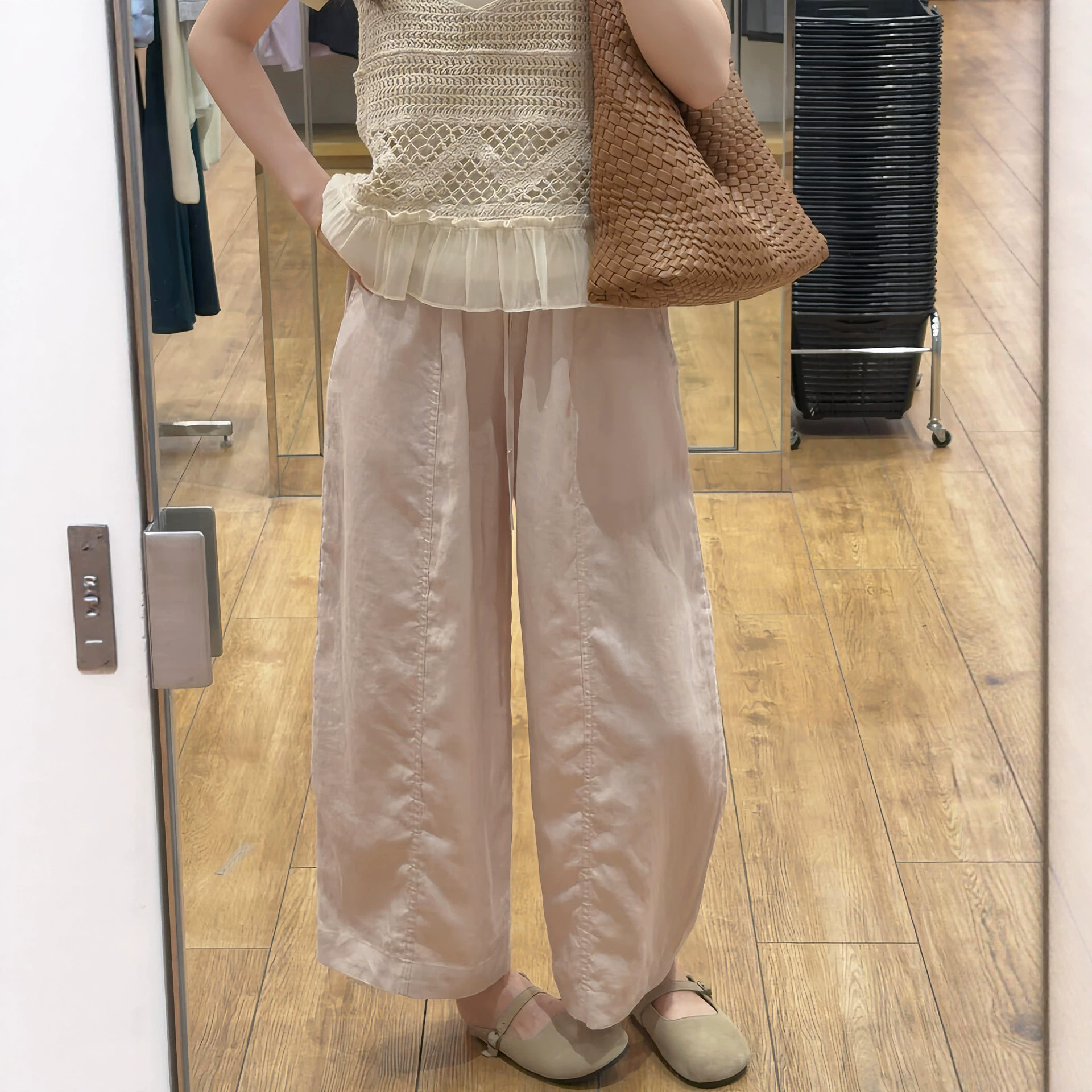 Tencel-linen keng shox shimlar - yozlik, slim, kichik o'lcham, 9 bo'lim