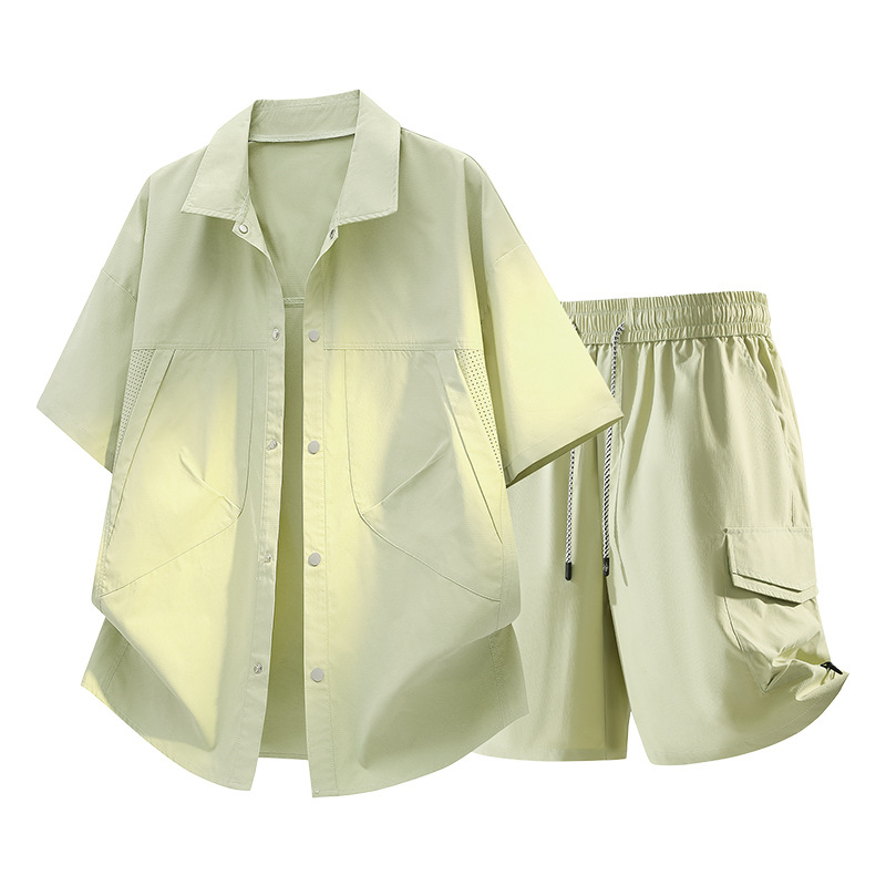 JK1805 Summer New Fashionable Trendy Handsome Workwear Style Breathable Casual Versatile Men's Shorts Set