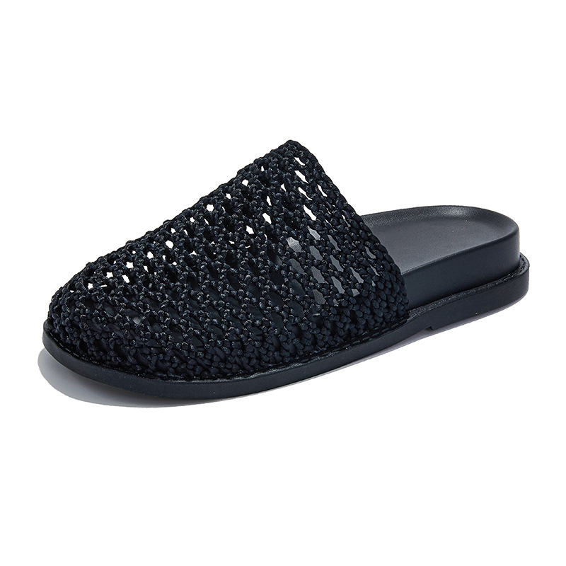 Women's Summer Flat Sandals Woven Toe Absorbent Sole Stylish High End Half Slippers_voghion.com
