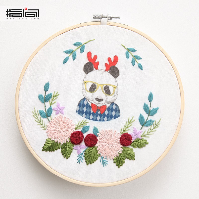 Bordado DIY material de mano bolsas de bordado Lu tela primaria bordado cinta tridimensional bordado zodiaco cerdos bordado bambú tensión colgar creativo