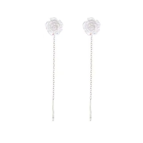 S925 Silver Needle Earrings for Women, Korean Version, Elegant Long Tassel Earrings, Simple and Trendy Diamond-Studded Ear Drops, Zirconium Ear Accessories