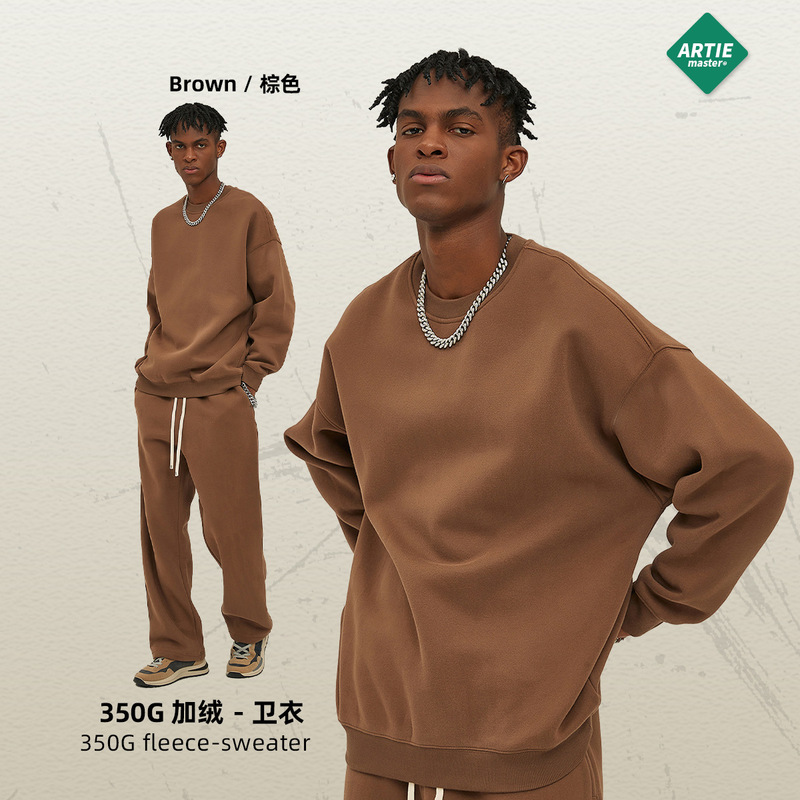 ARTIE 紳士服丨2025 秋冬新ファッションブランド 350 グラムドーパミンプラスベルベット肥厚ルーズラウンドネックメンズスウェットシャツ|undefined