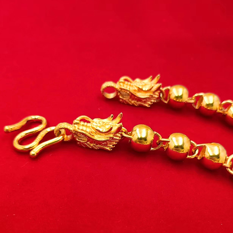 Men's 10mm Dragon Head Necklace With Carved Hexagonal Beads_voghion.com