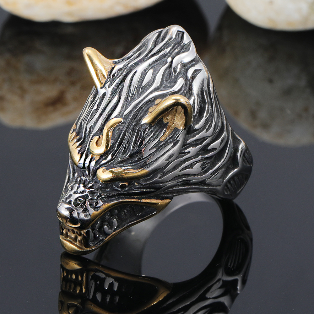 Animal Pattern Men's Gender Punk Animal Titanium Steel Plating Men's Rings
