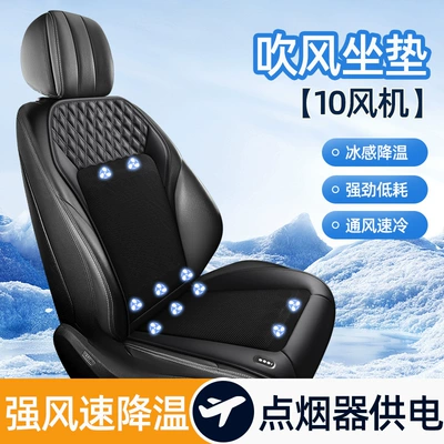 Car Seat Ventilation Pad 12V for Cars, 24V for Trucks, with Fan, Breathable, Cooling, Massage Lumbar Support, Air Blowing Pad for Summer (Multi-function pad) - plaid-b-style-small-waist-ventilation-pad-10-fans-automatic-start-and-stop