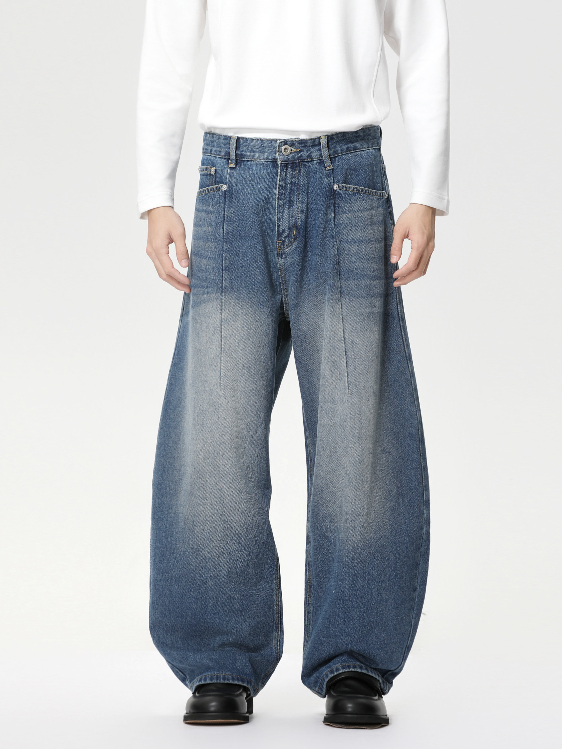 MTLCLOTHES Hombres| Coreano de estilo de alta calle blanqueado colgante sensación casual cuchillo suelto vibe jeans tendencia