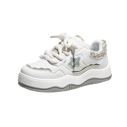 Pull back white shoes for women 2024 summer new style small fragrant style sneakers for women breathable student thick-soled casual shoes wholesale