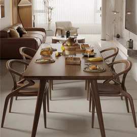 全实木餐桌椅子长方形饭桌大板北欧家用客厅 原木桌子工作台洽谈