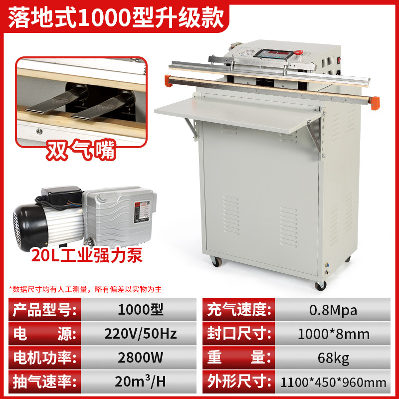 1000형 (업그레이드 버전) (업그레이드된 대형 펌프 + 듀얼 에어 노즐, 속도 2배 향상) *최대 포장 입구 1m