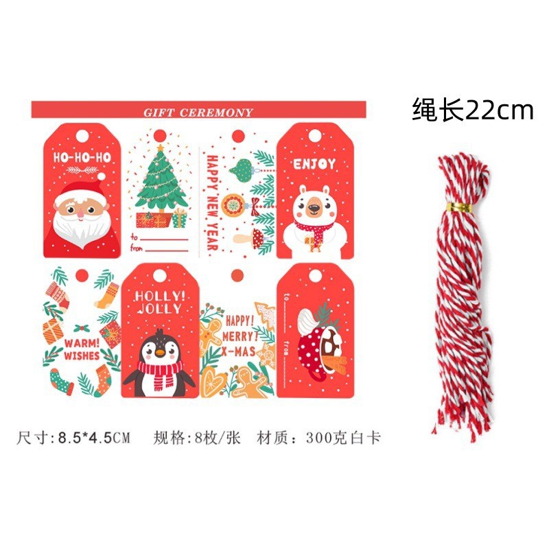 Bolsa de regalo de Navidad decoración colgante bolsas de papel de embalaje de Navidad tarjetas de regalos de vacaciones firma etiqueta de ropa lista image 4