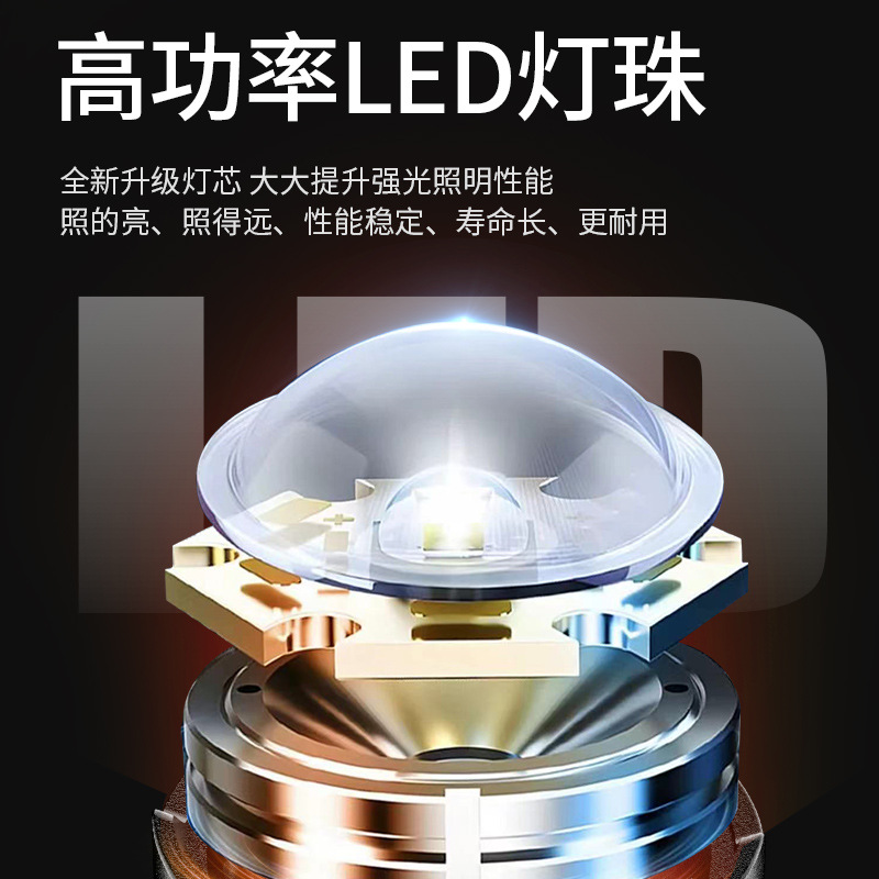 跨境大功率镭射穿天炮强光手电筒铝合金充电式户外超亮远射led灯