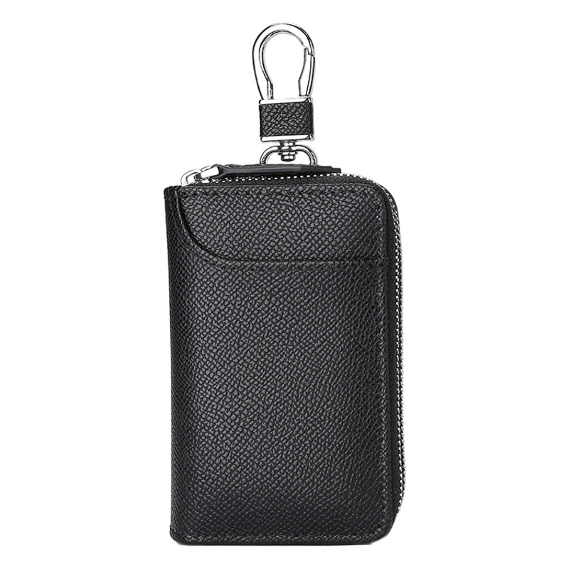 New Car Key Bag Men's and Women's Genuine Leather Multifunctional Large Capacity Double Zipper Door Cowhide Keychain Coin Wallet
