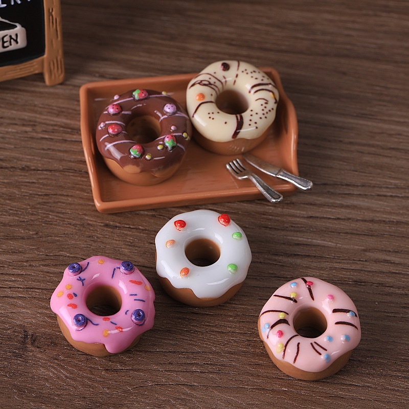 Simulated Food Toy DIY Cream Chocolate Donut Doll House Desktop Ornaments Keychain Pendant Resin Accessories