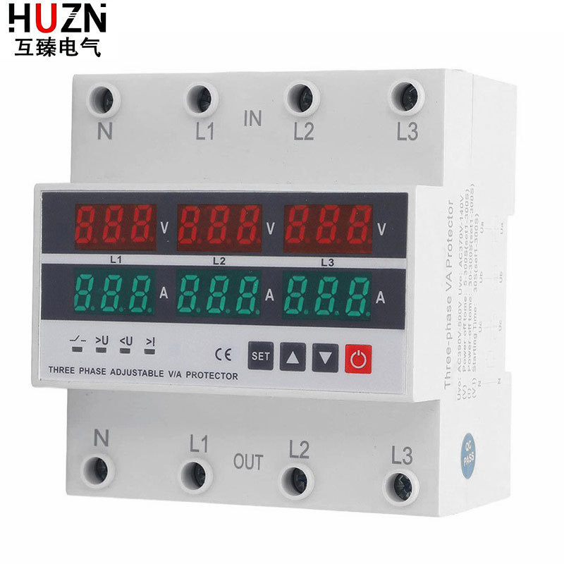 Intelligent self-restoring over and under voltage protector phase loss protection adjustable voltage automatic reset 63A voltage protector