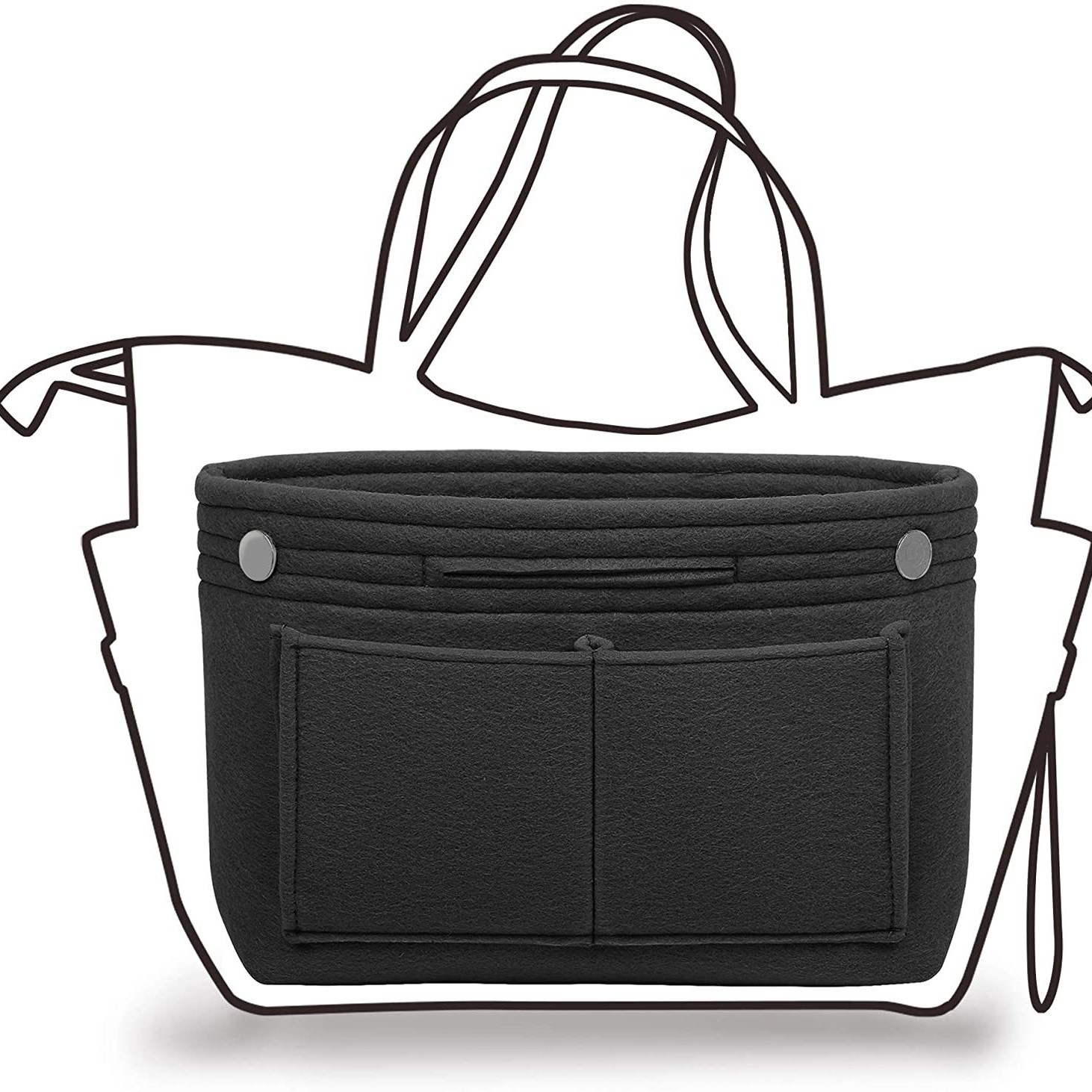 Bolsa de fieltro de comercio exterior bolsa de almacenamiento bolsa intermedia bolsa de organizador bolsa de forro bolsa interior bolsa de soporte bolsa de organizador Almacenamiento de bolsa de cosméticos grande