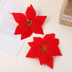 古典的なポインセチアのシミュレーションクリスマスの花クリスマスツリーの装飾品の部品20cmの二層の手作りのDIYのシミュレーションの花