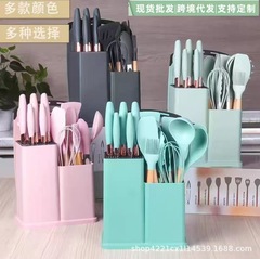 国境を越えた外国貿易シリコンキッチン用品19点セット、スパチュラ、スープスプーン、ナイフの組み合わせセット、キッチン用品収納バケツ、キッチン用品