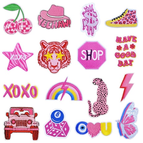 Cowboy Hat Patches Cross-border Hot Pink Cherry Embroidered Cloth Sticker Cowboy