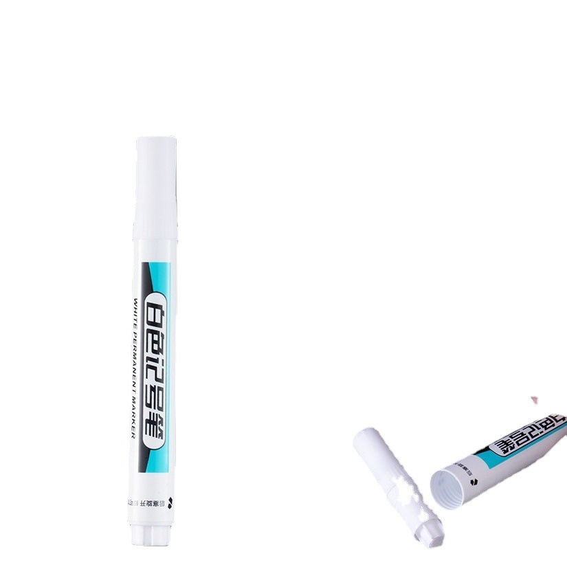 Blanco marcado pluma metal vidrio impermeable marcado pluma aceite pluma marca tinta blanca cabeza gruesa pluma logística