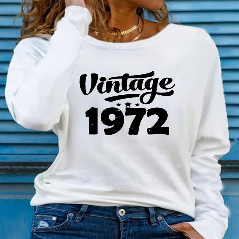 Cross-Border Spot Printed Long-Sleeved T-Shirt 2025 Autumn and Winter New Fashion Casual Round Neck Long-Sleeved T-Shirt Tops for Women in Stock Cross-Border Spot Printed Long-Sleeved T-Shirt 2025 Autumn and Winter New Fashion Casual Round Neck Long-Sleeved T-Shirt Tops for Women in Stock