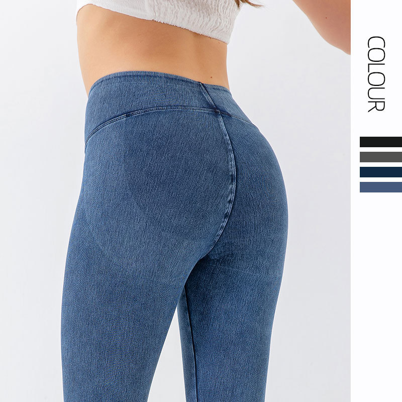 Venta caliente transfronteriza de cintura alta Barbie jeans de mujer de alta elasticidad para adelgazar Levantamiento de cadera apretado yoga deportes prendas de vestir exteriores pantalones Casuales