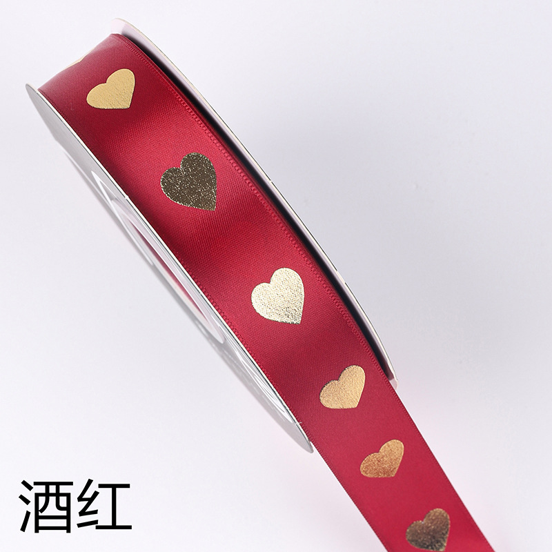 2,5 cm cinta de amor de oro Día de San Valentín chino ramo de flores regalo lazo atado pastel de hornear cinta
