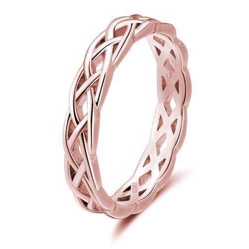 wish Amazon AliExpress best selling 14k rose gold plated intertwined hollow ring European and American engagement temperament tail ring