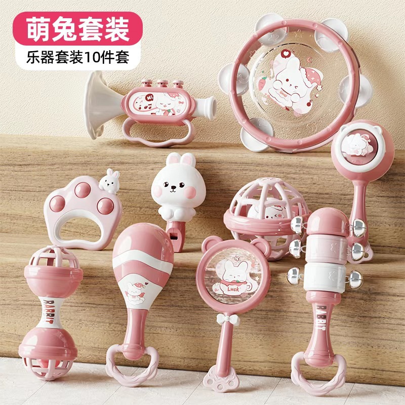 작은 분홍색 토끼 딸랑이 [10개 세트] 영어 컬러 박스