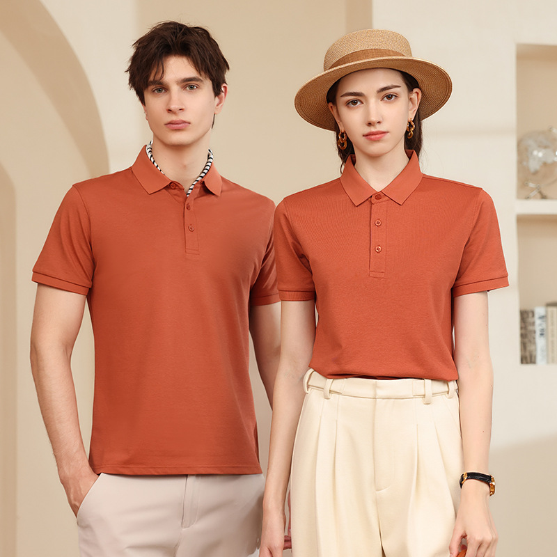 Nuevos productos de verano, seda de hielo pesada, sensación fresca, perlas elásticas, cuello secundario, camisa POLO de solapa de color sólido, camiseta de manga corta