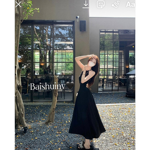 Beach Vacation Style Collared Off-the-Shoulder Dress for Women, Gentle and Elegant, Youthful and Unique Long Dress