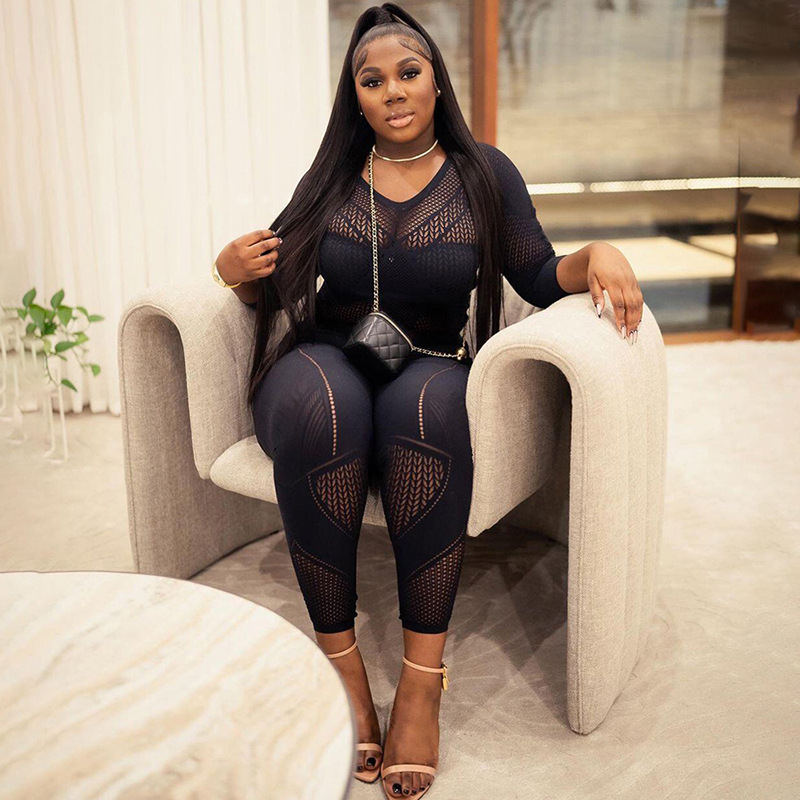 Feng – combinaison Sexy en Jacquard ajouré pour femme, tricotée, taille haute, serrée, nouvelle collection été 2024_voghion.com