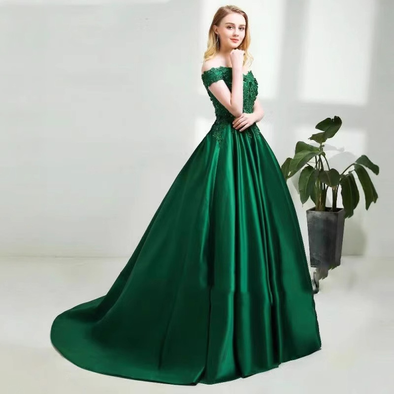 Amazon europeo y americano AliExpress deseo nuevo apliques con cuentas vestido de bola graduación estudiante arte examen vestido