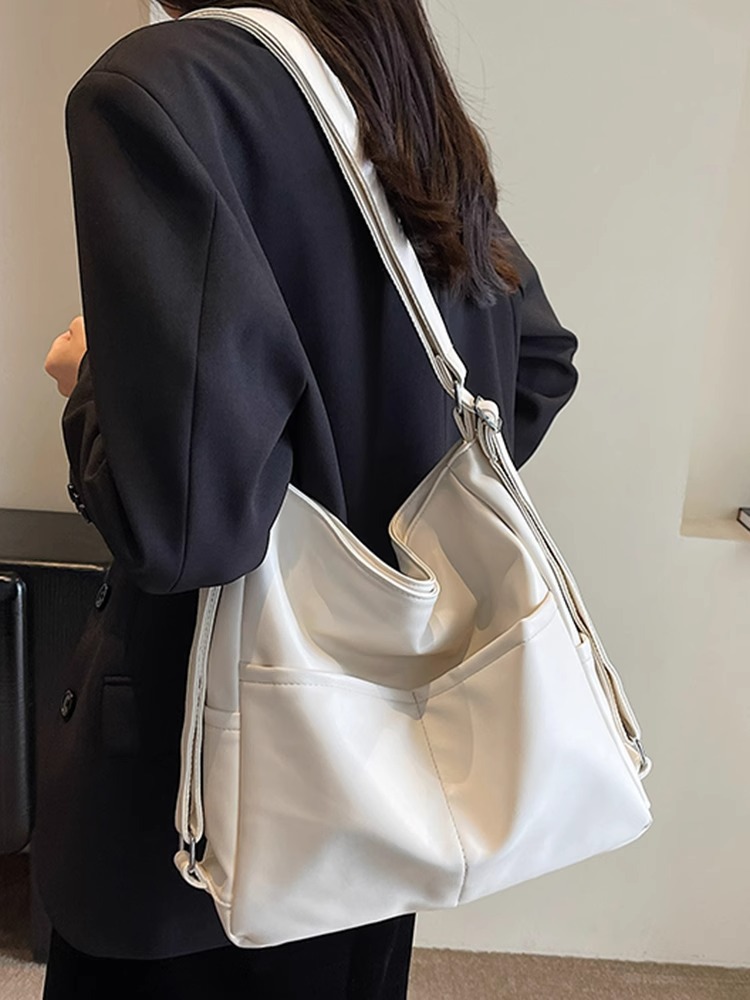 PU Leather Waterproof Backpack & Crossbody Bag for Women, 2-in-1 Commuter Tote Bag, 2025 New Style Shoulder Bag for School - Thumbnail 8