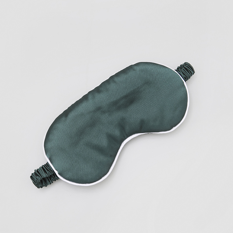 Máscara de ojo de seda artificial máscara de ojo de viaje de aire al por mayor Fábrica de sombreado correa elástica de viaje almuerzo máscara de ojo borde blanco