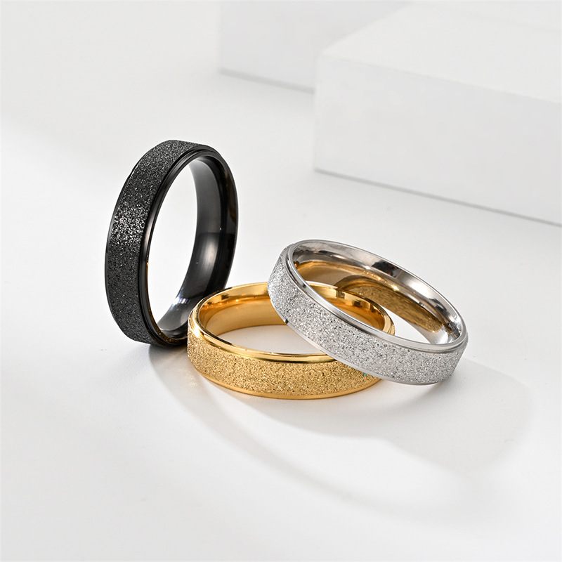 Simple Style Solid Color Stainless Steel Plating Couple Rings display picture 2