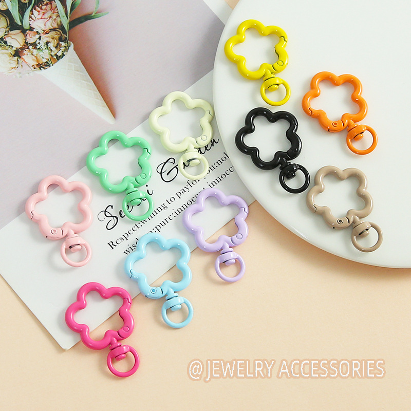 Candy Color Painted Flower Spring Buckle Handmade DIY Keychain Mobile Phone Chain Backpack Doll Jewelry Accessories Wholesale Candy Color Painted Flower Spring Buckle Handmade DIY Keychain Mobile Phone Chain Backpack Doll Jewelry Accessories Wholesale