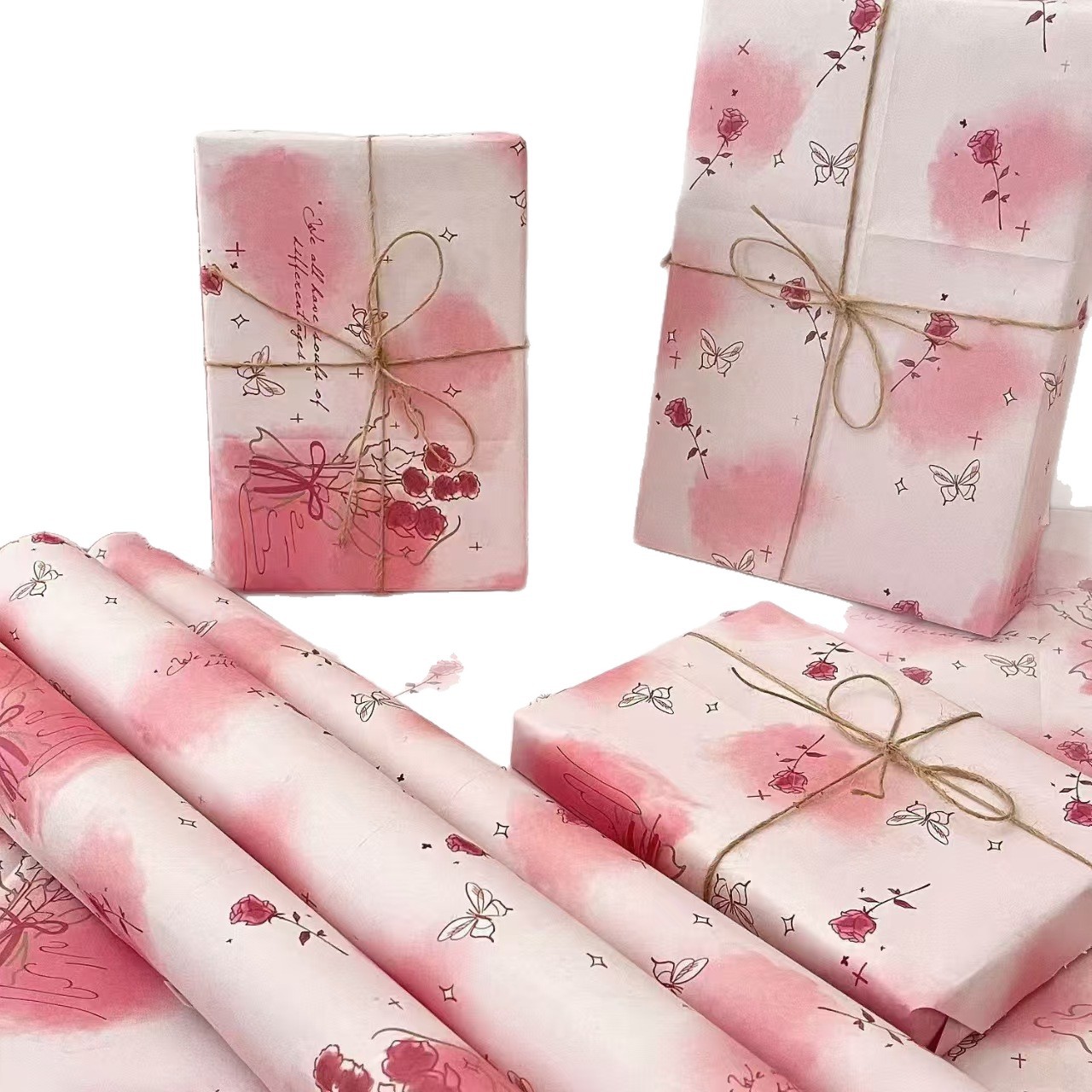 Papel de embalaje de rosas secas explosivas, alto valor de estilo coreano, cubierta de libro de gran tamaño, flores de regalo de cumpleaños