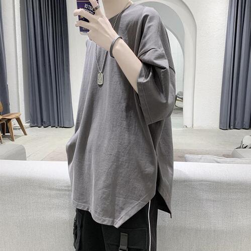 Short-sleeved t-shirt men's Korean trend split loose personalized half-sleeve top casual all-matching T-shirt cec fashion brand