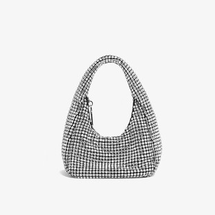 Evening bag full diamond moon bag 2024 summer new fashion high sense diamond hand bag factory outlet