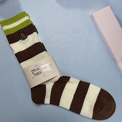 日本西太后土星標刺繡雙針拼接中高筒堆堆女襪粗針馬卡龍時尚潮襪