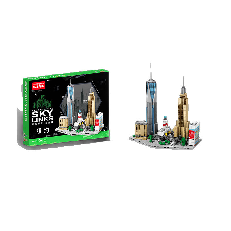 Signos de la ciudad skyline arquitectura vista callejera bloques modelo de micro paisaje juguetes para niños adornos rompecabezas regalos del 1 de junio