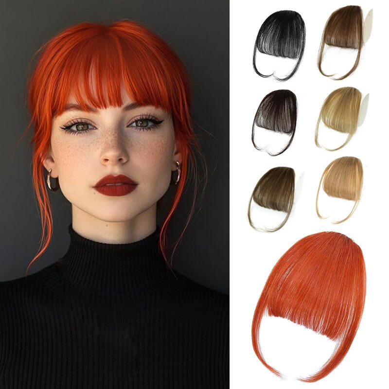 Cross-Border Orange Bangs Real Hair with Sideburns Hand-Woven Copper Red Thin Bangs for Women Burgundy Cross-Border Orange Bangs Real Hair with Sideburns Hand-Woven Copper Red Thin Bangs for Women Burgundy