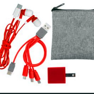 Travel Car Charging Data Cable Set Three-In-Two Headphone Adapter Plug Oxford Storage Bag Carry-On Gift