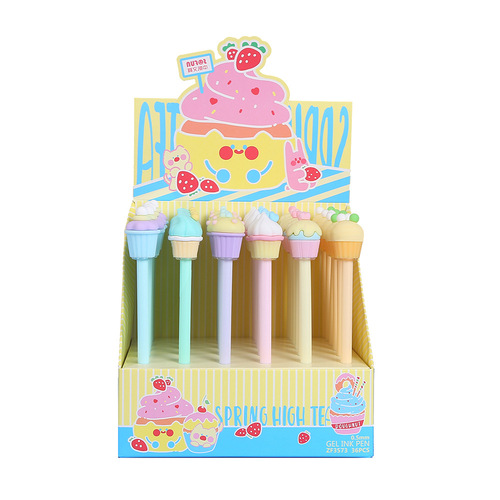 ins style soft silicone small cake ballpoint pen student gift creative signature pen elementary school students exam black water pen 